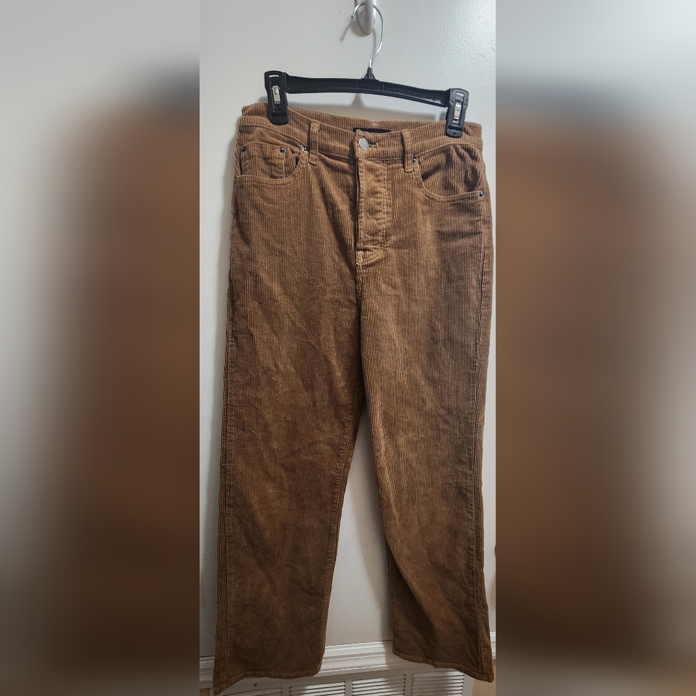 Modern American Corduroy Womens Straight Leg Pants Brown Size 28